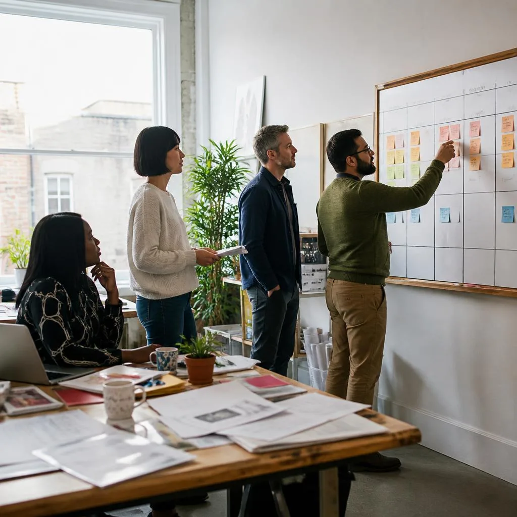 Operations team moving from a messy paper-and-spreadsheet workspace toward a shared process board.